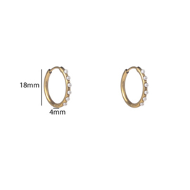Go Dutch Label oorbellen Pearl Hoop - 18 mm  goud