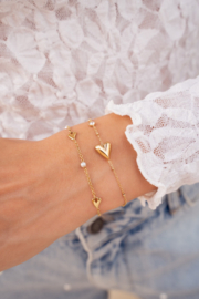 My jewellery armband met hart en strass goud