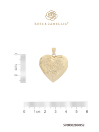 rose en camellia bedel hart met roos medallion