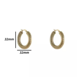 Go Dutch Label oorbellen Checkered hoop goud  - 14K