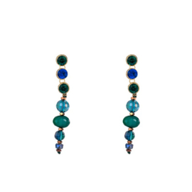 Go Dutch Label oorbellen | beads drop green/blue goud