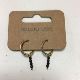 Go Dutch Label oorbellen | hangers zwarte steentjes goud.