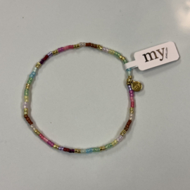 My jewellery armband gekleurde kralen goud