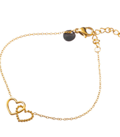 Go Dutch Label armband | 2 hartjes goud