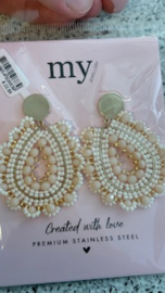 My jewellery oorbellen met kralen lichtroze goud