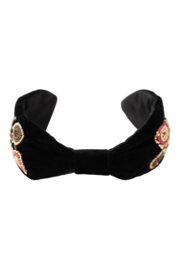 zusss velvet haarband met geborduurde kraaltjes zwart