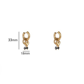 Go Dutch Label oorbellen hoop met hartje - 14k
