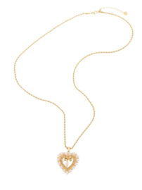 rose en camellia ketting met hart parels