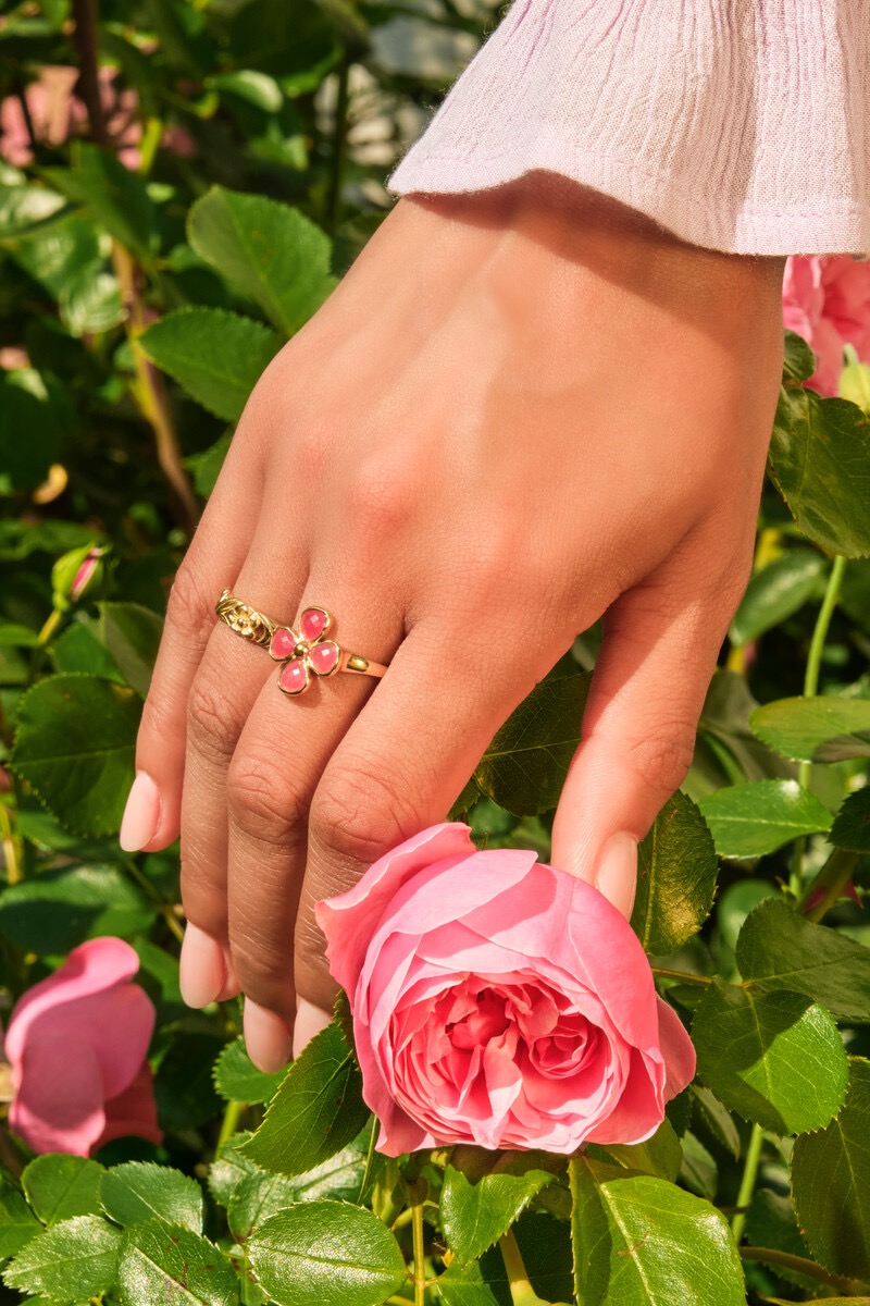 My Jewellery Botanical ring met roze klaver