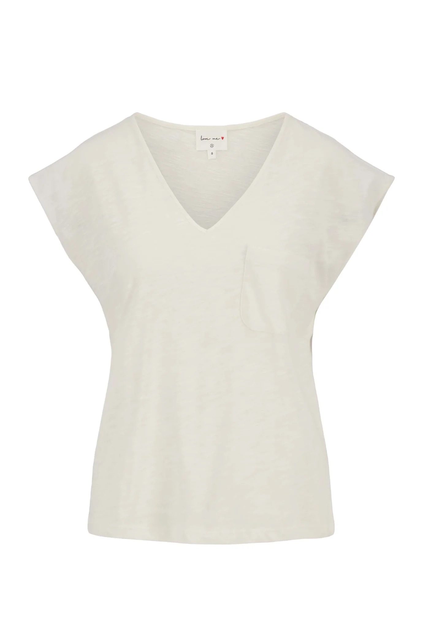 zusss top slub v hals met zak off white