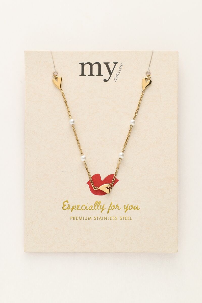 my jewellery Ketting met hartjes en imitatieparels