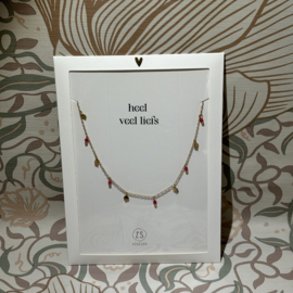 Zusss mooimakers ketting met klavertjes roze rood goud