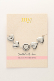 My jewellery armband chunky hartjes zilver
