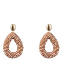 Go Dutch Label oorbellen | full-on beads drop nude goud