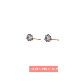 Go Dutch Label oorbellen Round Crystal stud 4mm goud