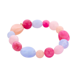 biba armband chunky kralen resin roze/lila