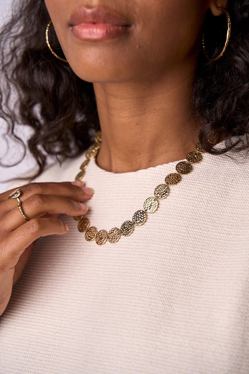 My Jewellery Ketting met munten "hammered" goud