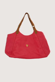 zusss love tote bag met leren details raspberry