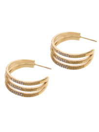 rose en camellia oorbellen 3 hoops strass