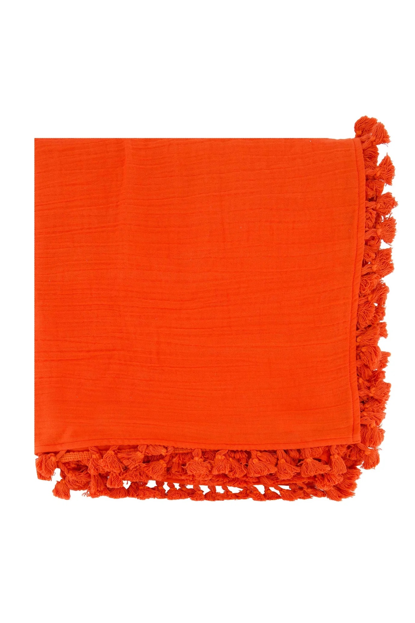 zusss sjaal crinkle katoen met kwastjes rood / oranje