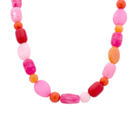 biba ketting chunky resin kralen groot roze