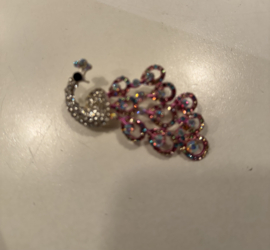 Go Dutch Label broche Sparkly Peacock - Chrystal mix - 14K