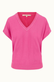 Zusss fijnbrei top met v-hals fel roze
