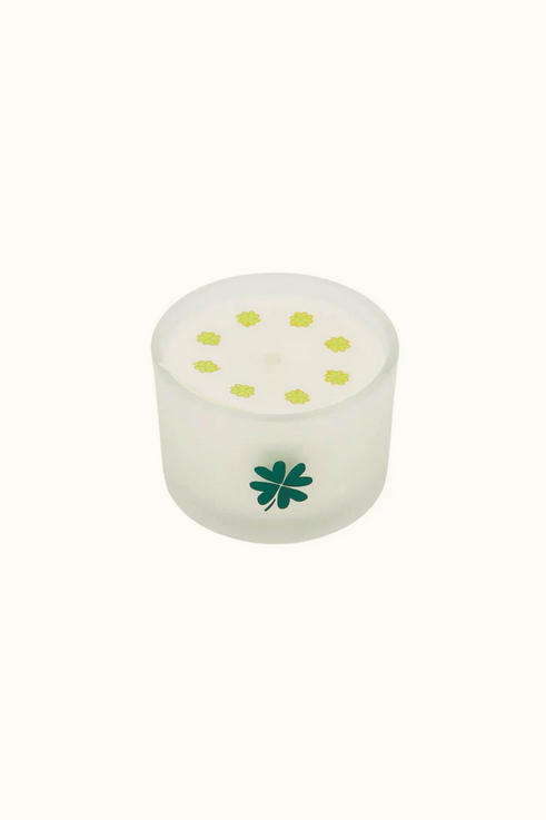 Zusss geurkaars glas klavertje wit/groen