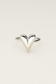 My jewellery verstelbare ring met hart zilver