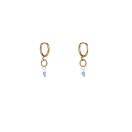 Go Dutch Label oorbellen subtle stone hoop blue - 14k