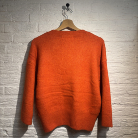 zusss trui korte mouw met V hals oranje