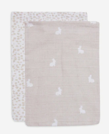 Jollein washandje hydrofiel | dotted rabbit \nougat 2 st