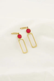 Zusss mooimakers oorbellen met glassteen roze rood