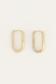 My Jewellery oorbellen | rechthoekige oorhangers met strass stenen goud