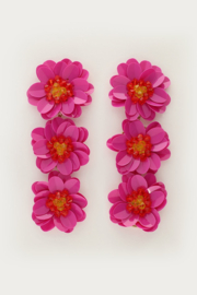 My Jewellery Statement oorhangers met drie roze bloemen