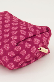 My Jewellery donkerroze toilettas set met lichtroze bloemen