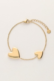 My jewellery armband met twee hartjes goud