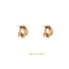Go Dutch Label oorbellen 3 Lines Creole goud