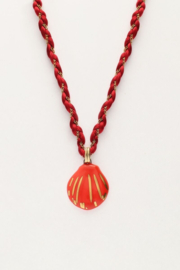 My Jewellery ketting | art lila gevlochten koord ketting met schelp goud