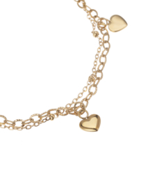 rose en camellia armband dubbel met hartjes