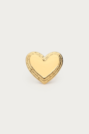 My jewellery Bold statement ring met groot hart goud verstelbaar