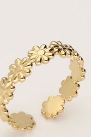 My jewellery verstelbare ring Vintage met madeliefjes goud