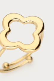 My jewellery Bold statement ring klaver medium goud verstelbaar