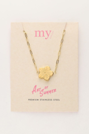 My Jewellery ketting | art schakelketting met bloem goud