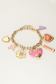 My Jewellery armband | art armband met verschillende bedels goud