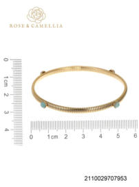 rose en camellia bangle blauwe steen