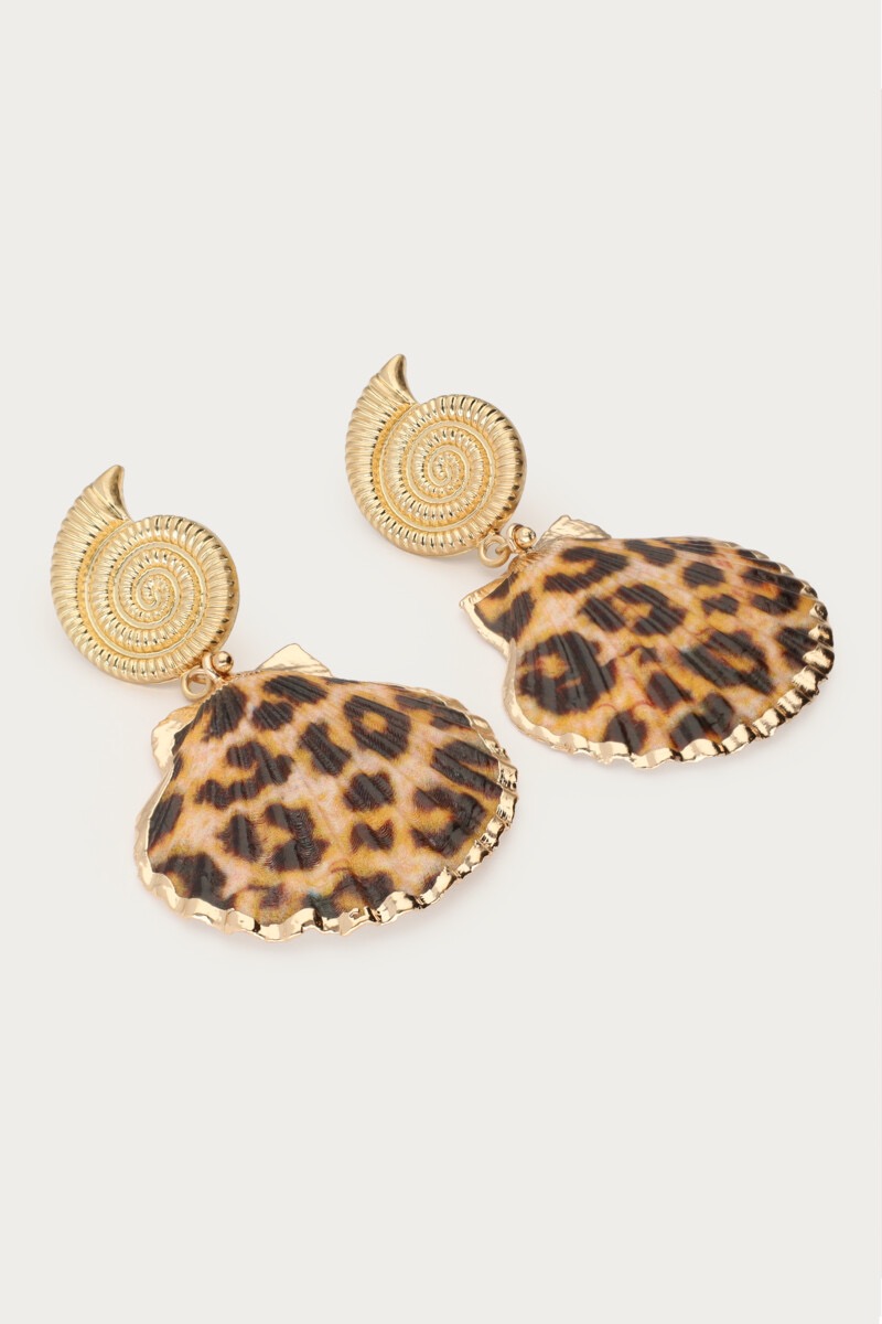 my jewellery oorbellen Mer oorhangers panterprint schelp