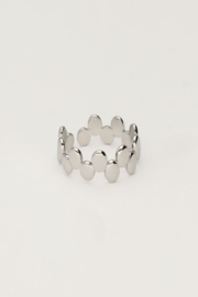 My jewellery verstelbare statement ring met ovalen details zilver