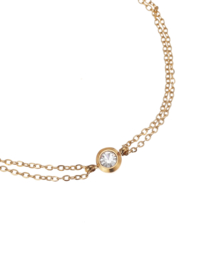 rose en camellia armband dubbel met steentje