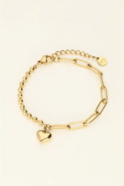 my jewellery armband | armband met chain en hartje goud*